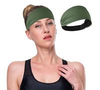 GuoChe Fasce elastiche per il sudore da donna, antiscivolo, a righe, grigio-verde, alla moda, per allenamento, corsa, ciclismo, make up