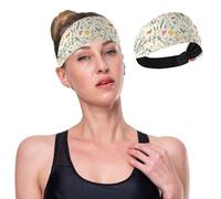 GuoChe Fasce per capelli con fiori primaverili rustici, beige, antiscivolo, alla moda, per donne, per calcio, trekking, lavaggio del viso