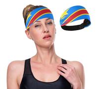 GuoChe Fasce per capelli da donna con bandiera della Repubblica Democratica del Congo, antiscivolo, fasce elastiche per capelli, per yoga, calcio, corsa, calcio