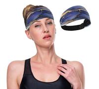 GuoChe Fasce rinfrescanti per capelli da donna in marmo blu reale grigio alla moda elastiche larghe fasce per capelli da donna per uso quotidiano sport atletici trucco lavaggio viso