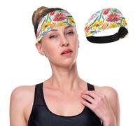 GuoChe Fascia elastica per il sudore da donna, con fiori e girasole, antiscivolo, per trucco, tennis, basket, pallavolo