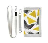 GuoChe Giallo Nero Forme Pennello Modello Trifold Mens Trifold Portafoglio per le Donne Cool Leggero Mens Trifold Portafoglio con Cordino