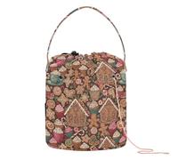GuoChe Gingerbread House & Treats - Borsa a tracolla per lavori a maglia, con motivo natalizio, organizer portatile per utensili da lavoro a maglia