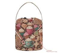 GuoChe Gingerbread House & Treats, borsa per filati all'uncinetto, con fori, per ferri da maglia, accessori per uncinetto