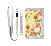 GuoChe Gnomi e girasoli Modello Trifold Trifold Portafoglio per gli uomini per Viaggio Pop Robusto Trifold Portafoglio da uomo con cordino
