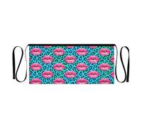 GuoChe Grembiule da cameriera con 3 tasche, per cameriera, labbra e leopardo, grembiule corto in vita da 30,5 cm, per uomini e donne, impermeabile