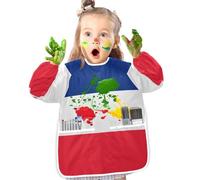 GuoChe Grembiule impermeabile per bambini con 2 tasche per bambini dai 2 ai 4 anni grembiule a maniche lunghe per pittura cucina artigianato argilla, Bandiera di Saint Barthélemy, Medium