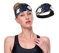 GuoChe Happy Halloween Carino Bianco Raffreddamento Sudore Assorbe la Testa Elastica per Donne per Corsa, Yoga, Palestra, Sport Atletici