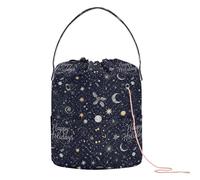 GuoChe Happy Holidays Celestial Pattern Crochet Bag Crochet Yarn Organizer Borse Portatile per Strumenti di Lavoro a Maglia Zaino all'uncinetto