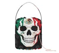 GuoChe Hecho En Mexico - Borsa organizer portatile per uncinetto con bandiera del Messico, teschio messicano, stile tribale