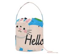 GuoChe Hello Cartoon Carino Bianco Coniglio Filato Borse Uncinetto Borse all'uncinetto Portatile Filato Tote per Gomitoli di Filato di Maglia Crochet