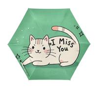 GuoChe I Miss You Cartoon Cute White Cat 2 UV50+ Grande Ombrello Pesante Pioggia Vento UV Difesa Ombrello Da Viaggio Compatto Auto Open
