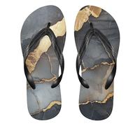 GuoChe Infradito da donna in gomma, con cuscino, per nuoto, escursionismo, viaggi a casa, Marmo Nero Oro, Medium