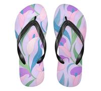 GuoChe Infradito da donna in gomma, leggere, per nuoto, escursionismo, viaggi e spiaggia, Modello Viola Fiori Giglio, X-Large