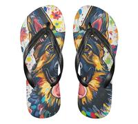 GuoChe Infradito da uomo in gomma, sandali impermeabili da donna, per nuoto, escursionismo, viaggi e yoga, Arte floreale colorata con cani, Small