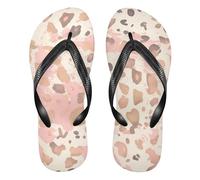 GuoChe Infradito in gomma da donna, antiscivolo, per doccia, piscina, vacanza, Stampa leopardata in lamina d'oro rosa le loro forme che si fondono, Small