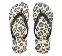 GuoChe Infradito in gomma da donna, comode, infradito per doccia, piscina, yoga, Leopardo Stile Paleturturchese, Medium