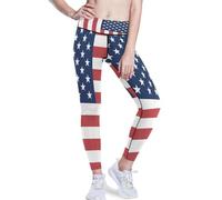 GuoChe Leggings da donna a compressione per allenamento, controllo della pancia, pantaloni da palestra a vita alta, XS, Bandiera degli Stati Uniti d'America, L