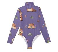 GuoChe Lovely Beavers Pattern manica lunga Body per le donne collo alto, Colorato, XX-Large
