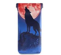 GuoChe Lupo Ululando Sangue Rosso Luna Galassia Stella Notte Lunare Eclipse Squeeze Top Portatile occhiali per gli occhi casi PU Leather Pouch Holder per Uomini Donne