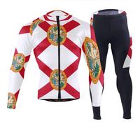 GuoChe Maglia da mountain bike da uomo con tasche giacca a vento da bici kit per uomo imbottito 3D, Bandiera dello stato della Florida, M