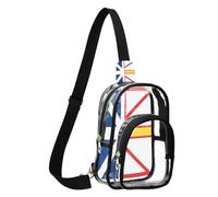 GuoChe Marsupio in PVC trasparente in poliestere, dimensioni compatte, cinghia regolabile multi scomparto tasca frontale, Bandiera Terranova e Labrador, One Size, Colorato