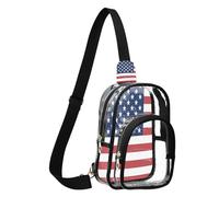 GuoChe Marsupio trasparente in PVC durevole tessuto dimensione compatta cinghia regolabile multi tasche stoccaggio anteriore, Bandiera delle isole minori esterne degli Stati Uniti, Taglia unica