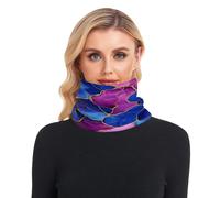 GuoChe Maschera per il viso per donne e uomini, termica, spessa, calda, foderata in pile per il freddo, sport all'aria aperta, marmo, blu reale, pastello caldo