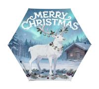 GuoChe Merry Christmas Deer Winter Pattern UV50+ Duty Umbrella