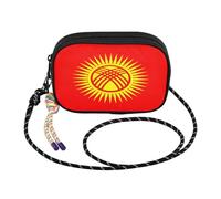 GuoChe Mini borsa a tracolla per uomo bellezza con scomparti per carte di credito borsa nera Take a walk, Bandiera nazionale della Repubblica del Kirghizistan, One Size