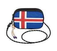 GuoChe Mini borsa a tracolla per uomo bellezza con scomparti per carte di credito borsa nera Take a walk, Bandiera nazionale dell'Islanda, Taglia unica