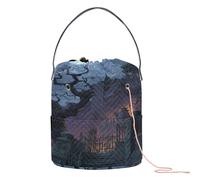GuoChe Moonlit Haunted Castle - Borsa per uncinetto con fori, borsa per filati per uncinetto, accessori da viaggio