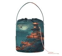 GuoChe Moonlit Pumpkin - Sacchetti impilati per filati con faro, organizer con fori, borsa portaoggetti per uncinetto e uncinetto