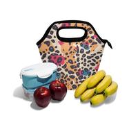 GuoChe Motivo leopardato Un design senza cuciture ripetuto modello una grafica vettoriale piatta semplice e minima grande borsa per il pranzo con manico curvo contenitore per il pranzo con contenitori