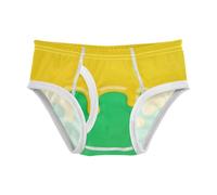 GuoChe Mutandine per bambini, in cotone, 2 pezzi, Design a goccia giallo su verde, 8 anni