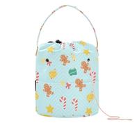 GuoChe Natale Gingerbread e Candy Pattern Crochet Borse Crochet Storage Organizer Portatile Borsa di Immagazzinaggio per maglieria Strumento di lavoro a maglia Fornitura