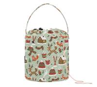 GuoChe Natale verde chiaro scene invernali Crochet Storage Travel Organizer Bag Borsa portatile per accessori da viaggio all'uncinetto