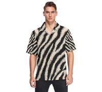 GuoChe Nero Bianco Zebre Stripes Pattern Hawaiian Men Button Down Camicia Manica Corta Partito, Motivo a strisce bianche e nere, XL