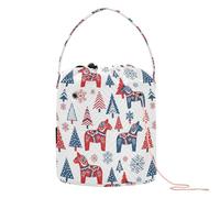 GuoChe Nordic Christmas Pattern Crochet Storage Knitting Tote Bag Portable Travel Bag per filati Balls Craft Organizer