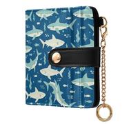 GuoChe Ocean Shark - Portafoglio portamonete da donna, pieghevole, impermeabile, in pelle PU, per donne e ragazze