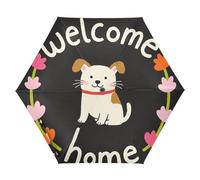 GuoChe Ombrelli con scritta "Welcome Home" con motivo Dog4 UV50+, per matrimoni, viaggi e golf, resistenti al vento, con impugnatura di alta qualità, adatti per auto e zaini, apertura automatica