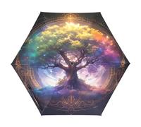 GuoChe Ombrello da esterno con albero magico e fantasy, UV50+, resistente all'acqua, al sole e alla pioggia, con apertura automatica, da donna
