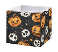 GuoChe Open Home Contenitori portaoggetti pieghevoli cubo portaoggetti per bambini organizzazione divertente scheletri zucche modello nero