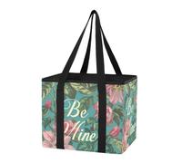 GuoChe Organizer per bagagliaio auto, riutilizzabile, con motivo floreale Be Mine, resistente, pieghevole, con fondo rigido e manici lunghi, per cucina, picnic, confezione da 1