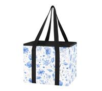 GuoChe Organizer per bagagliaio dell'auto, ecologico, riutilizzabile, con fiordalisi blu sognante, borsa tote extra large con fondo rigido e manici lunghi, per picnic, viaggi, 1 confezione