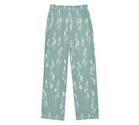 GuoChe Pantaloni bianchi del pigiama dei piccoli fiori per la vita elastica dei ragazzi, Colorato, 13-14 Anni