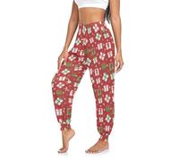 GuoChe Pantaloni da jogging da donna, a vita alta, per sport, palestra, club, taglia S, Merry Christmas Gifts Pattern Rosso, L
