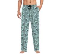 GuoChe Pantaloni da salotto da uomo gotici con teschio e farfalla floreale | Morbido e confortevole salotto traspirante con elastico in vita e coulisse casual indoor sleep wear