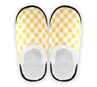 GuoChe Pantofole da donna in pile corallo con suola antiscivolo per casa e interni, M, Calendula scozzese, Large