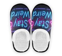 GuoChe Pantofole da donna in pile di corallo antiscivolo, leggere, per casa, hotel, viaggi, camera da letto, aeroplano, festa, M, Stay Strano Stile, Medium